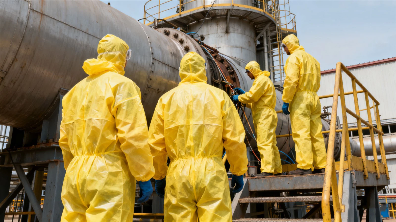 Yellow disposable coverall Yellow disposable coverall